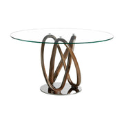 Kortárs stílusú, kőrisfából készült, dizájn étkezőasztal edzett üveglappal.