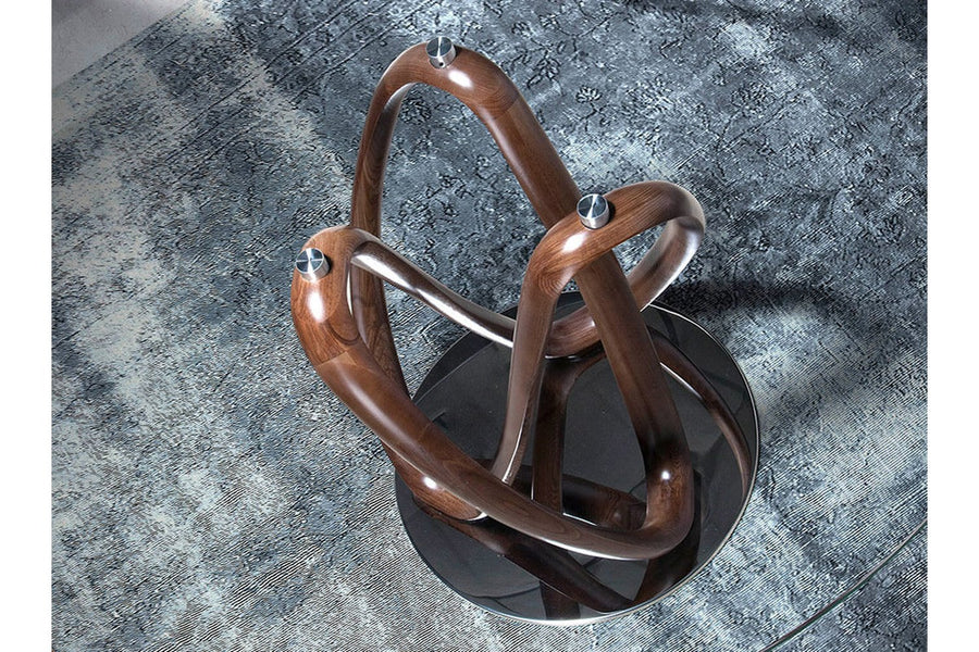 Kortárs stílusú, kőrisfából készült, dizájn étkezőasztal edzett üveglappal.