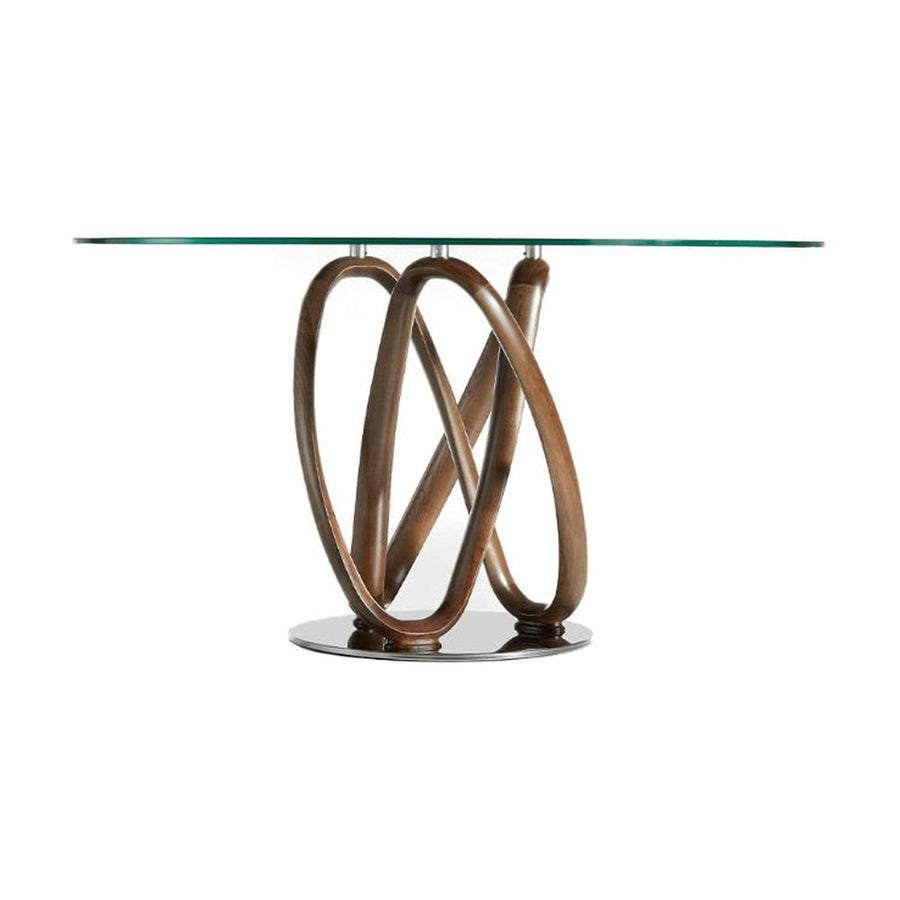 Kortárs stílusú, kőrisfából készült, dizájn étkezőasztal edzett üveglappal.