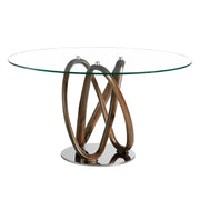 Kortárs stílusú, kőrisfából készült, dizájn étkezőasztal edzett üveglappal.