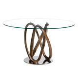 Kortárs stílusú, kőrisfából készült, dizájn étkezőasztal edzett üveglappal.