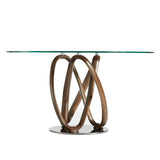 Kortárs stílusú, kőrisfából készült, dizájn étkezőasztal edzett üveglappal.