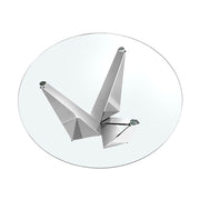 Kortárs stílusú, krómszínű, acélból készült, dizájn étkezőasztal edzett üveglappal.