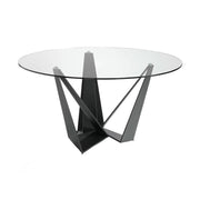 Kortárs stílusú,  fekete színű, acélból készült, dizájn étkezőasztal edzett üveglappal.