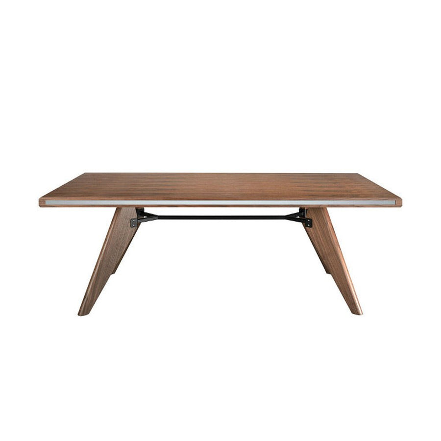 Kortárs stílusú, nagyméretű, diófa furnérral borított dizájn étkezőasztal.