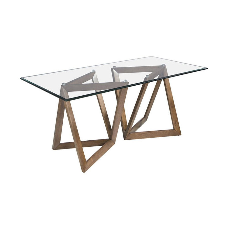 Kortárs stílusú, kőrisfából készült, dizájn étkezőasztal edzett üveglappal.