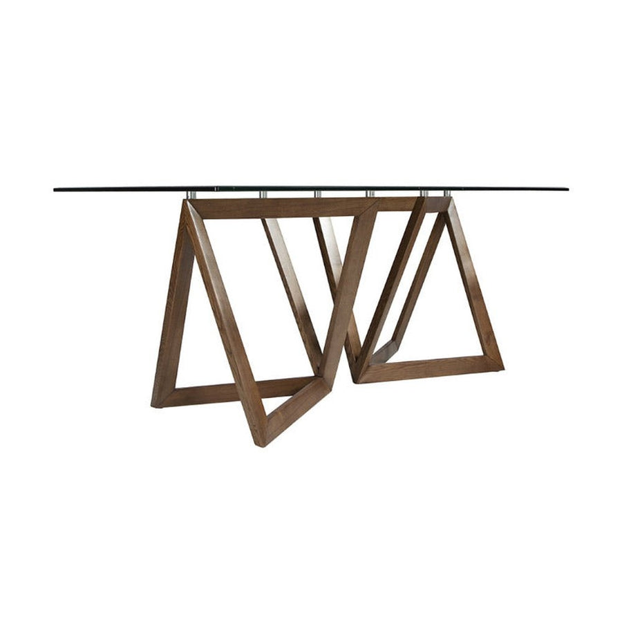 Kortárs stílusú, kőrisfából készült, dizájn étkezőasztal edzett üveglappal.