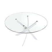 Kortárs stílusú, fehér színű, acélból készült, dizájn étkezőasztal edzett üveglappal.