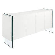 Angel Cerdá 170 cm magasfényű fehér komódszekrény edzett üveg lábakkal