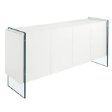 Angel Cerdá 170 cm magasfényű fehér komódszekrény edzett üveg lábakkal