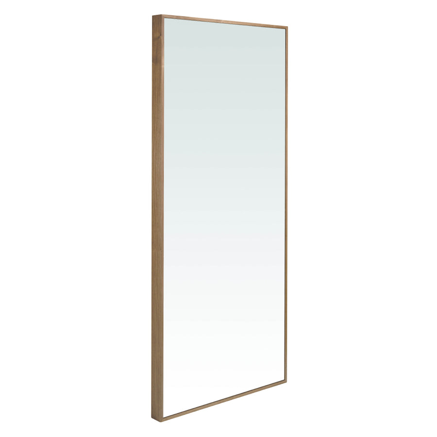 Nagyméretű, kortárs stílusú, diófa furnérral borított, dizájn falitükör.