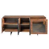 Angel Cerdá tálaló nyitott ajtókkal és üvegezett fiókkal