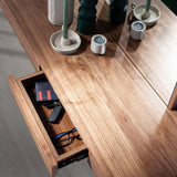 Angel Cerdá diófa furnéros polc részlet kihúzott fiókkal