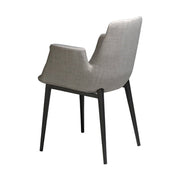 Kortárs stílusú, szürke színű szövettel kárpitozott, acél szerkezetű, dizájn étkezőszék.