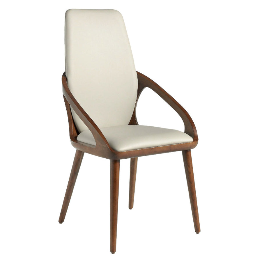 Angel Cerdá krémszínű műbőr karosszék diószínű kőrisfa vázzal