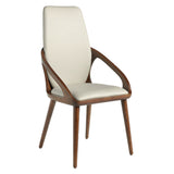 Angel Cerdá krémszínű műbőr karosszék diószínű kőrisfa vázzal