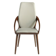 Angel Cerdá magas háttámlás karosszék elölnézetben krémszínű kárpitozással