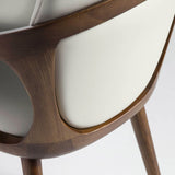 Angel Cerdá kőrisfa karosszék fa váz és műbőr háttámla részlet