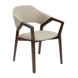Angel Cerdá bézs műbőr karosszék diószínű kőrisfa vázzal