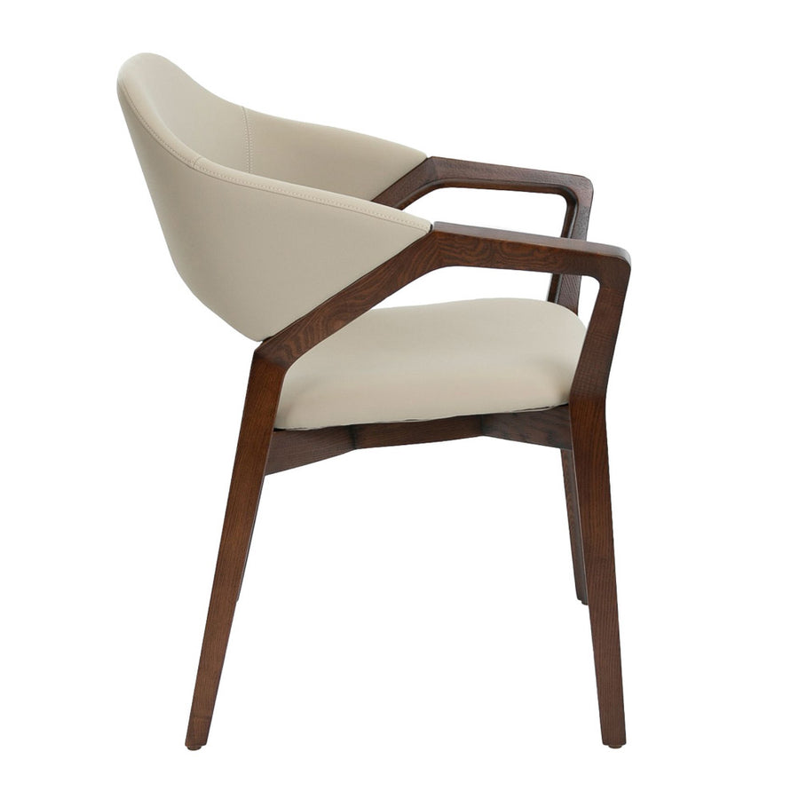 Angel Cerdá kőrisfa karosszék oldalnézetben bézs kárpitozással