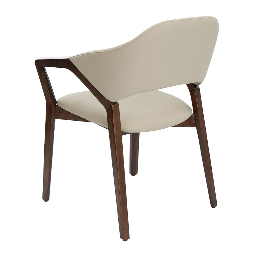 Angel Cerdá bézs műbőr karosszék hátulnézet fa vázzal