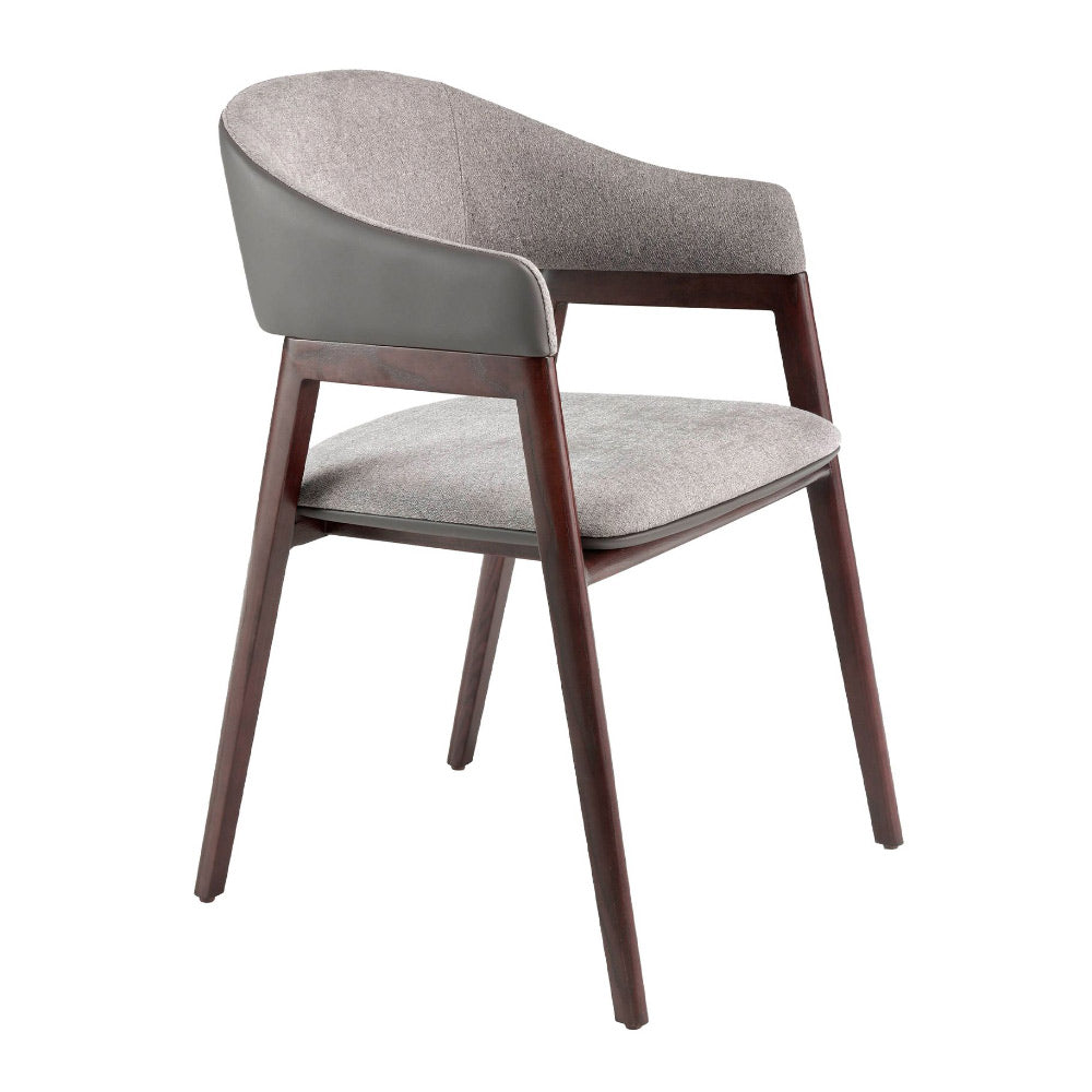 Angel Cerdá kőrisfa karosszék szürkésbarna szövettel elölnézetben