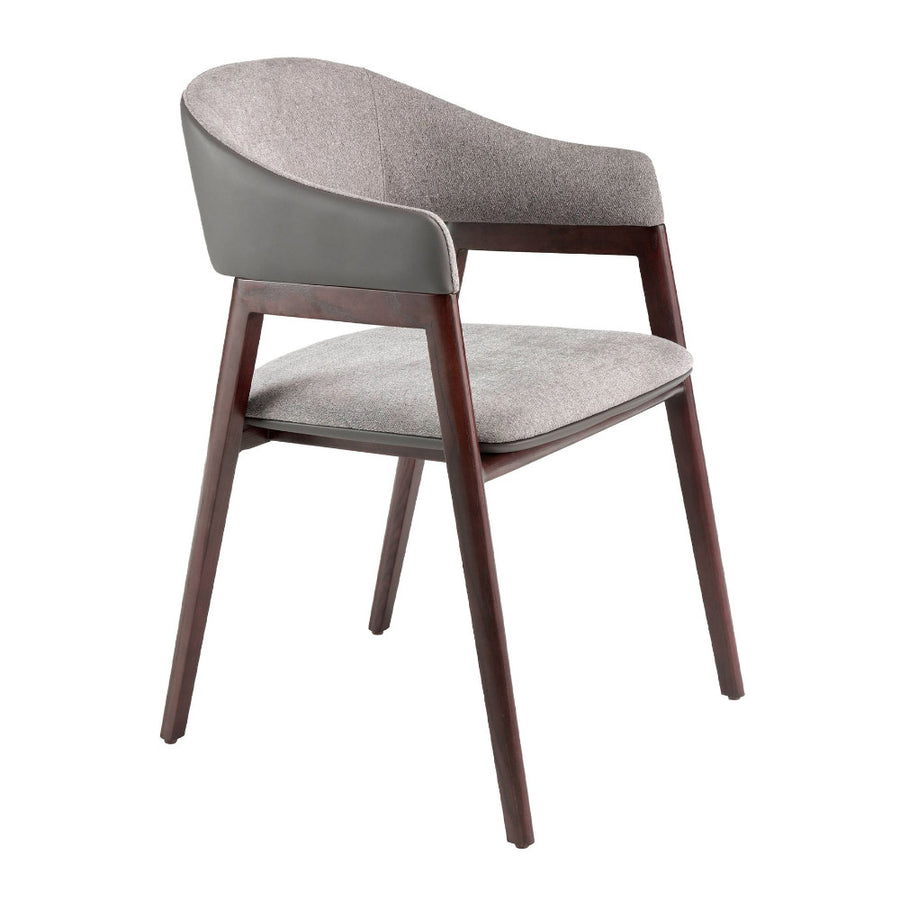 Angel Cerdá kőrisfa karosszék szürkésbarna szövettel elölnézetben