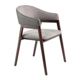 Angel Cerdá kőrisfa karosszék szürkésbarna szövettel elölnézetben