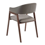 Angel Cerdá kőrisfa karosszék hátulnézetben szürkésbarna műbőr burkolattal