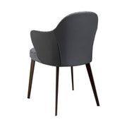 Kortárs stílusú, szürke szövettel és műbőrrel kárpitozott, acél szerkezetű, dizájn étkezőszék.