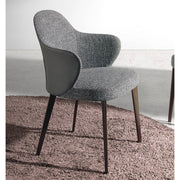 Kortárs stílusú, szürke szövettel és műbőrrel kárpitozott, acél szerkezetű, dizájn étkezőszék.