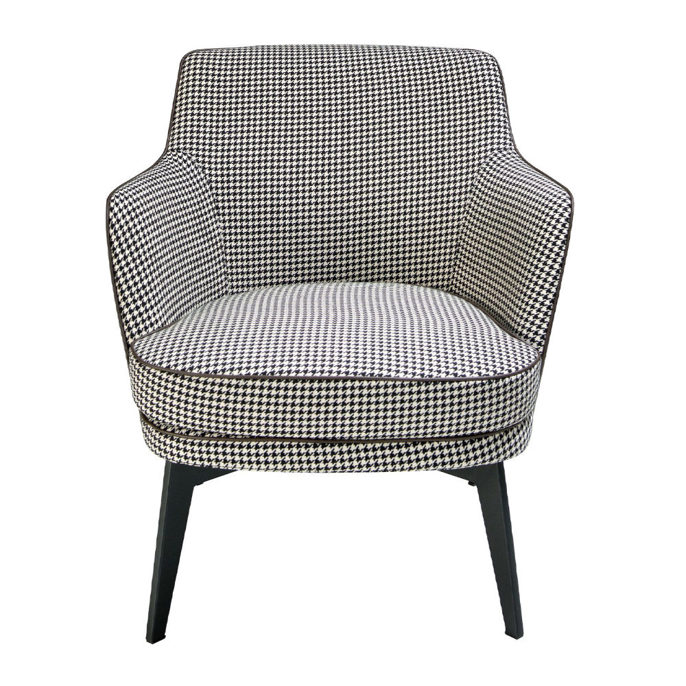 Angel Cerdá pepita mintás design fotel front nézet fekete acél lábakkal