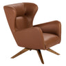 Angel Cerdá barna műbőr forgatható design fotel diószínű kőrisfa lábakkal
