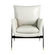 Kortárs stílusú, törtfehér színű, bőr dizájn fotel. acél szerkezettel