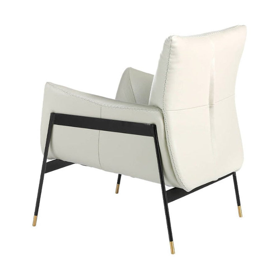 Kortárs stílusú, törtfehér színű, bőr dizájn fotel. acél szerkezettel