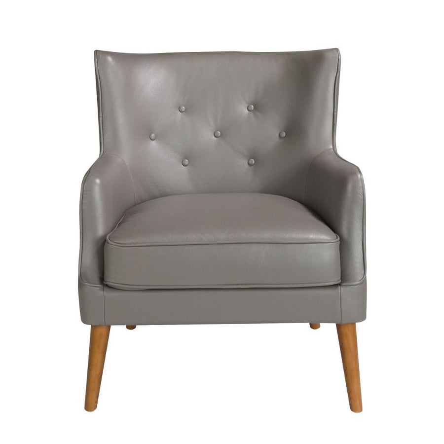 Angel Cerdá kortárs hamuszürke bőrfotel front nézetből 89 cm