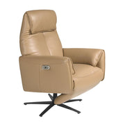 Angel Cerdá homokszínű motoros bőr relax fotel forgó acél talppal