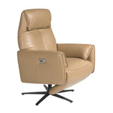 Angel Cerdá homokszínű motoros bőr relax fotel forgó acél talppal