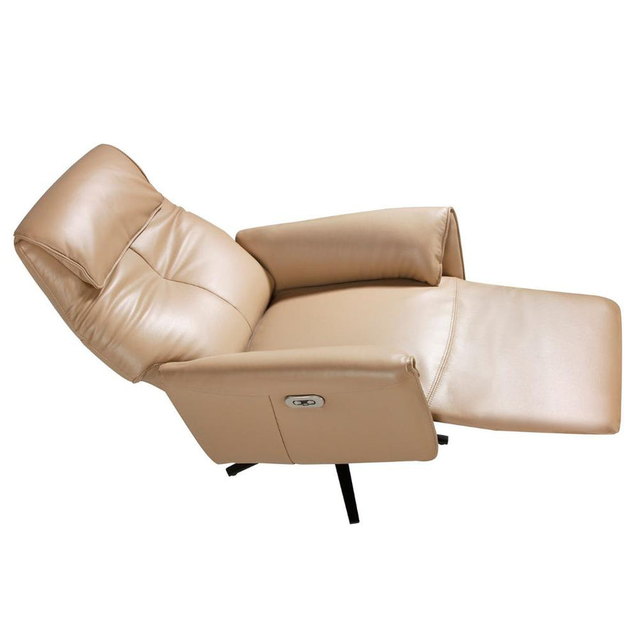 Angel Cerdá dönthető bőr fotel felemelt lábtartóval oldalnézetben