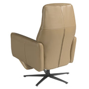 Kortárs stílusú, homokszínű bőrrel kárpitozott, dizájn, forgó pihenőfotel.