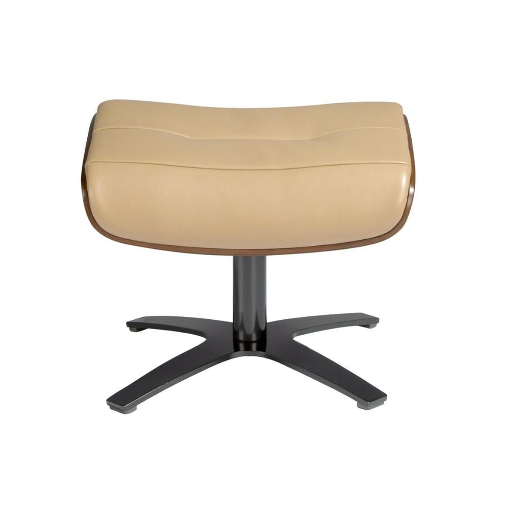 Angel Cerdá homokszínű bőr design lábtartó diófa furnérral