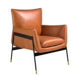 Angel Cerdá barna valódi bőr design fotel fekete acél lábakkal