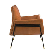 Kortárs stílusú, barna színű, bőr dizájn fotel. acél szerkezettel