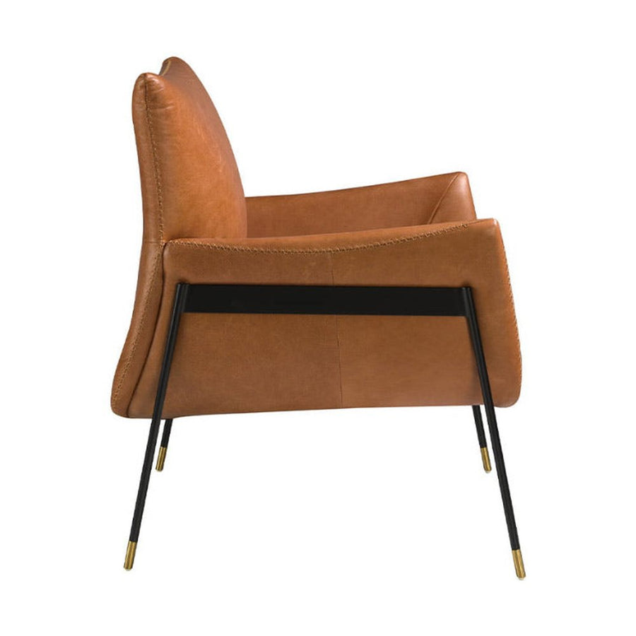 Kortárs stílusú, barna színű, bőr dizájn fotel. acél szerkezettel