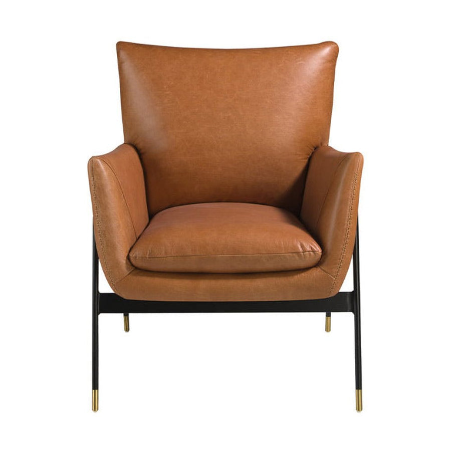 Kortárs stílusú, barna színű, bőr dizájn fotel. acél szerkezettel