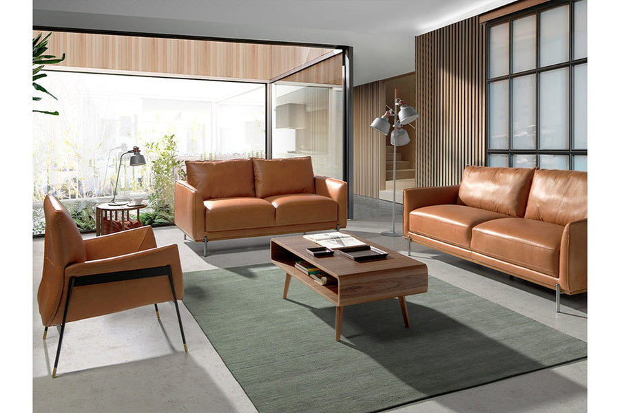 Kortárs stílusú, barna színű, bőr dizájn fotel. acél szerkezettel