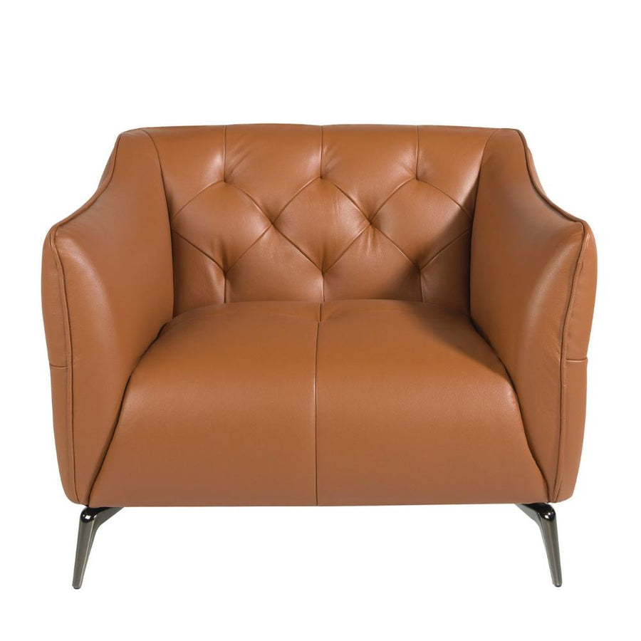 Angel Cerdá agyagbarna bőr design fotel elölnézet