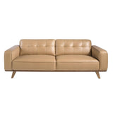 Angel Cerdá háromszemélyes design bőr kanapé homokszínben front nézet