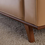 Angel Cerdá kanapé részlet diószínű fa lábszerkezettel és bőr kárpittal