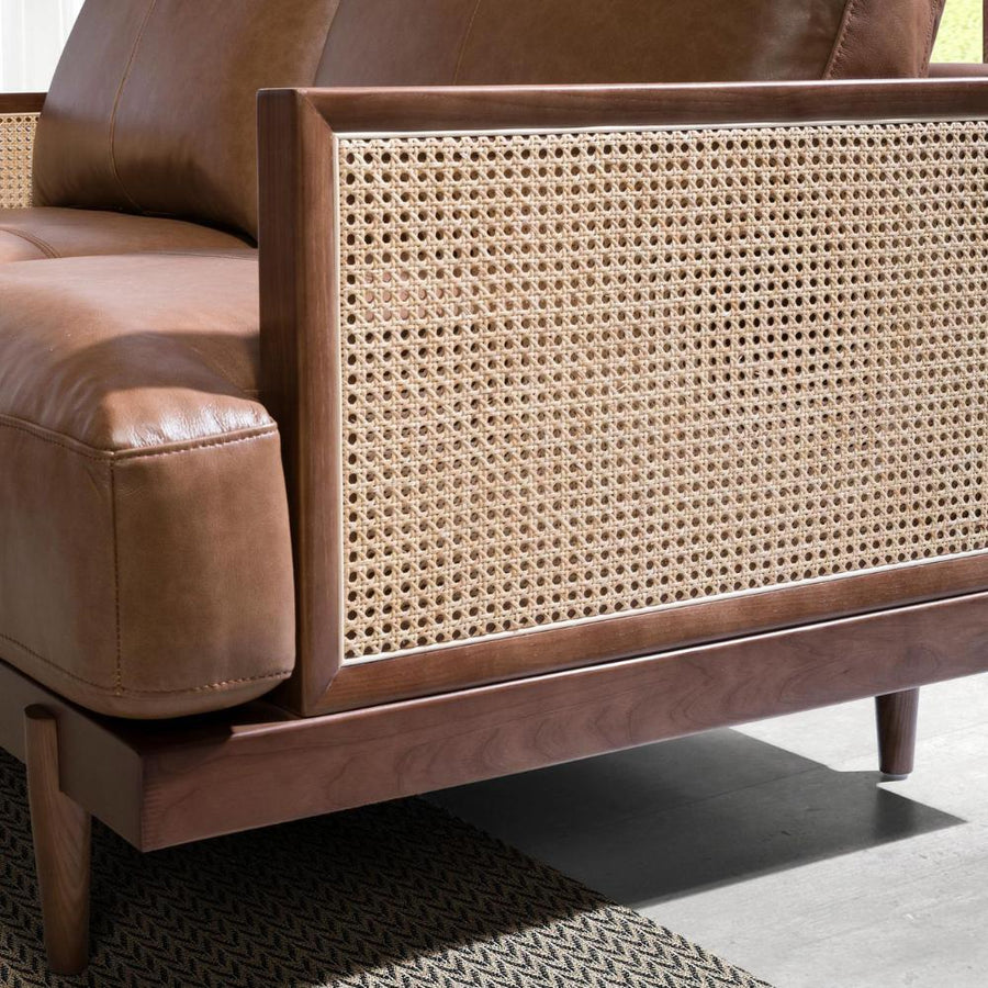 Rattan oldalpanel részlet diószínű fa kerettel